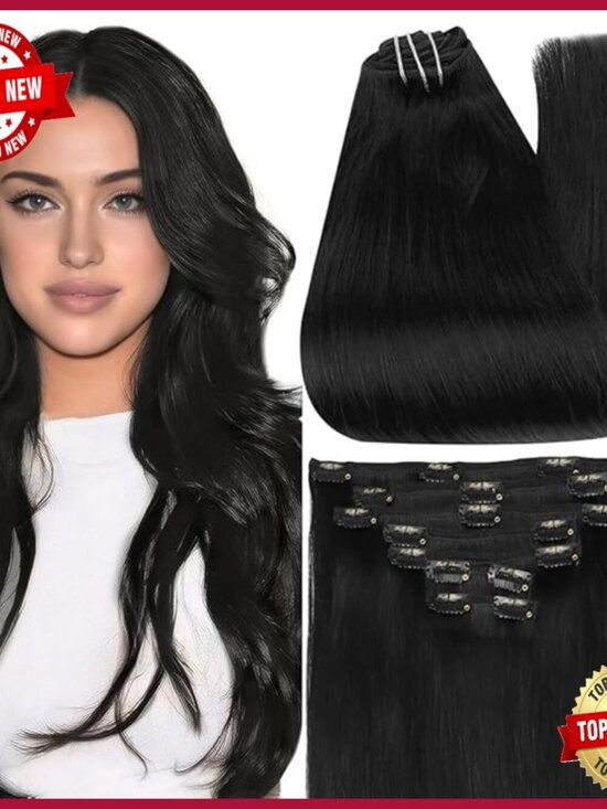 Accessories - 22 Inch Human Hair Extensions Clip Ins 7 Pcs Straight Thick Ends